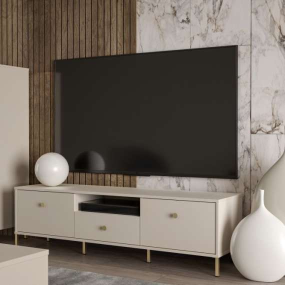 Tv-benk Atrice 169x48 cm - med ben - Sand matt