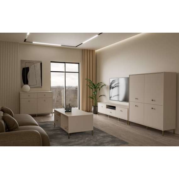 Tv-benk Atrice 169x48 cm - med ben - Sand matt