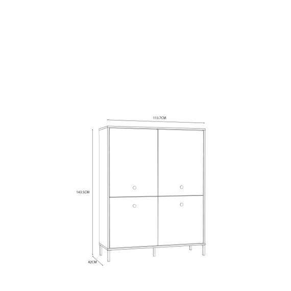 Skap Atrice 114x144 cm - med ben - 4 dører