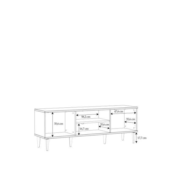 Tv-benk Calasetta 160x58 cm - med ben - Flettet fronter