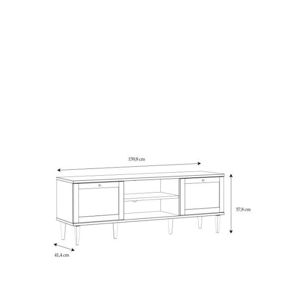 Tv-benk Calasetta 160x58 cm - med ben - Flettet fronter