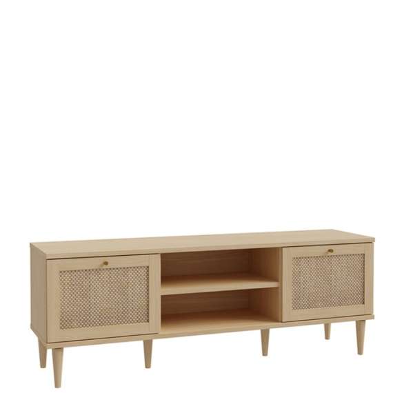 Tv-benk Calasetta 160x58 cm - med ben - Flettet fronter