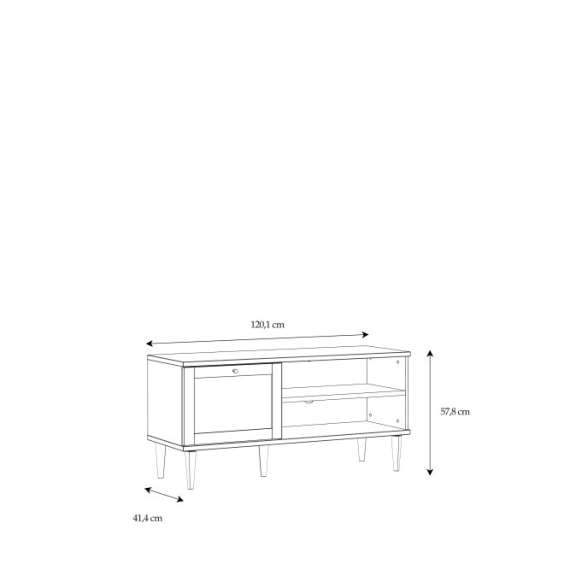 Tv-benk Calasetta 120x58 cm - med ben - Flettet front