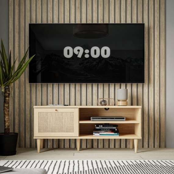 Tv-benk Calasetta 120x58 cm - med ben - Flettet front