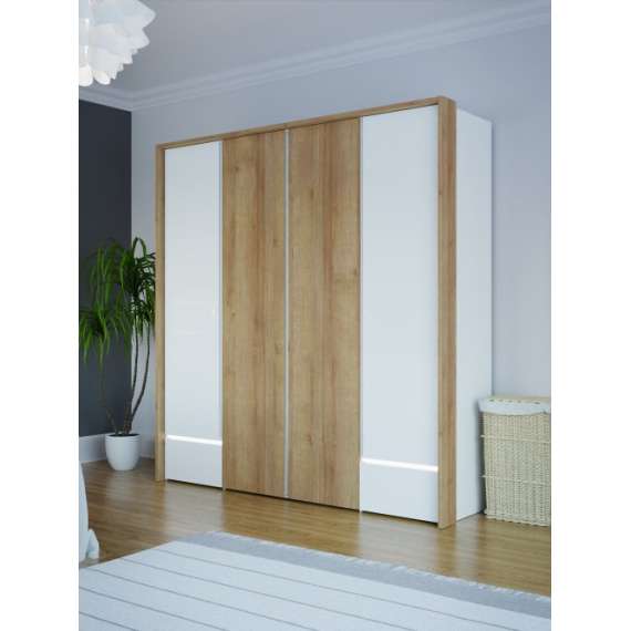 Garderobeskap Belardo 205x212 cm - 4 dører - 2 skuffer