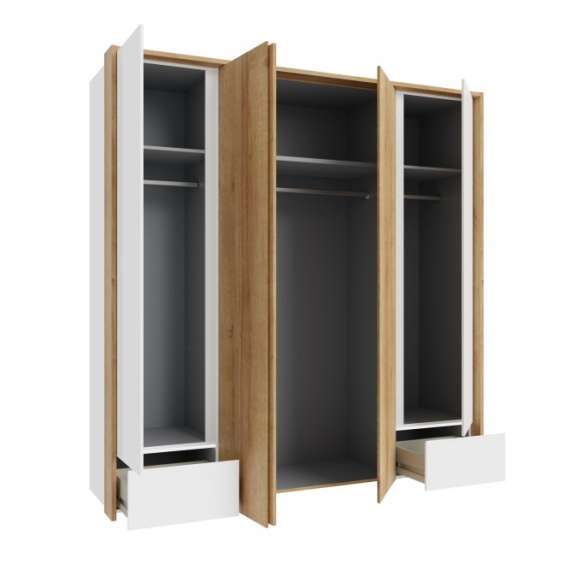 Garderobeskap Belardo 205x212 cm - 4 dører - 2 skuffer