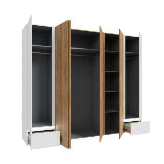 Garderobeskap Belardo 250x210 cm - 5 dører - 2 skuffer