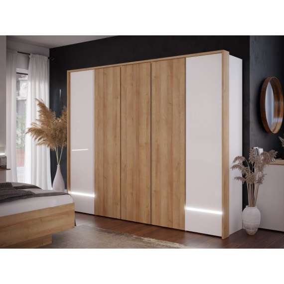 Garderobeskap Belardo 250x210 cm - 5 dører - 2 skuffer