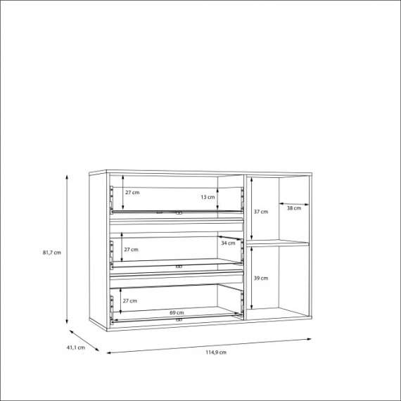 Skjenk Belardo 115x82 cm - med belysning - Hvit høyglans