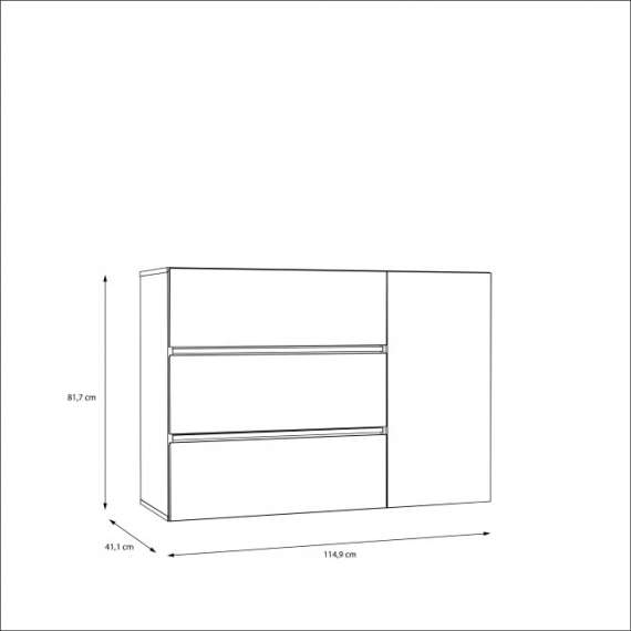Skjenk Belardo 115x82 cm - med belysning - Hvit høyglans