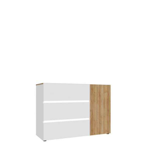 Skjenk Belardo 115x82 cm - med belysning - Hvit høyglans