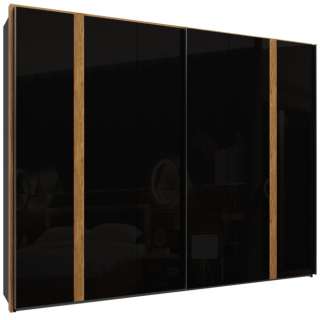 Garderobeskap Tuluza 280x216 cm - Skyvedører - Svart høyglans