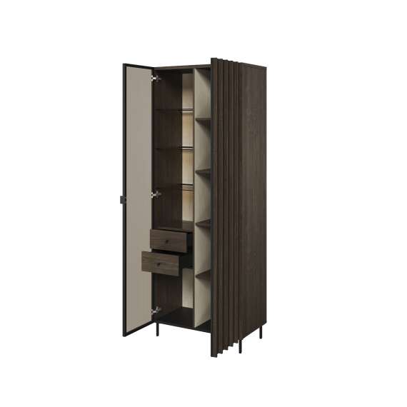 Vitrineskap Piemonte 73x196 cm - med ben - Glassdør