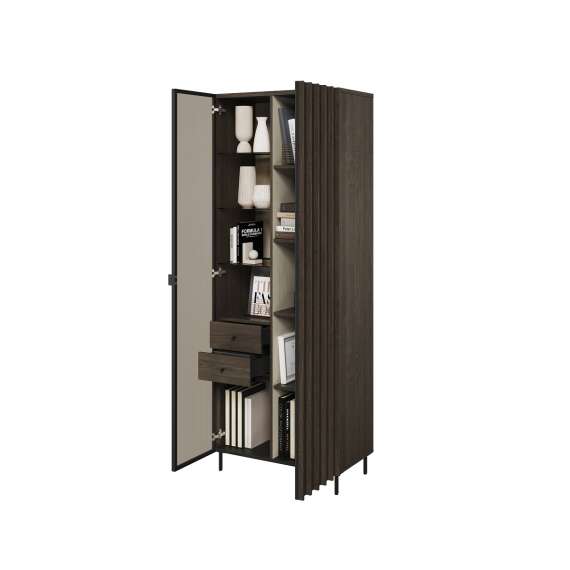 Vitrineskap Piemonte 73x196 cm - med ben - Glassdør