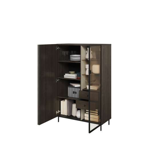 Vitrineskap Piemonte 92x144 cm - med ben - Glassdør