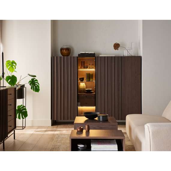 Vitrineskap Piemonte 92x144 cm - med ben - Glassdør