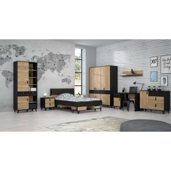 Seng Lya 120x200 cm - med oppbevaring - Flere hyller