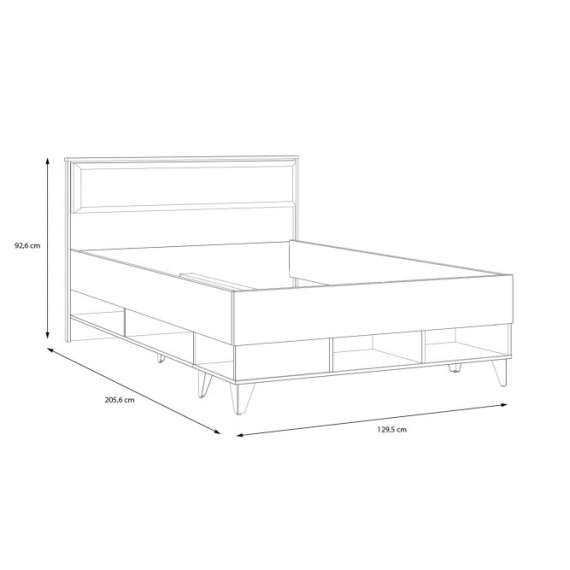Seng Lya 120x200 cm - med oppbevaring - Flere hyller