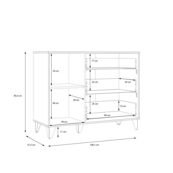 Skjenk Lya 108x85 cm - 1 dør - 2 skuffer