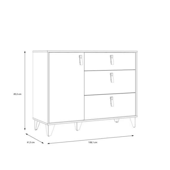 Skjenk Lya 108x85 cm - 1 dør - 2 skuffer