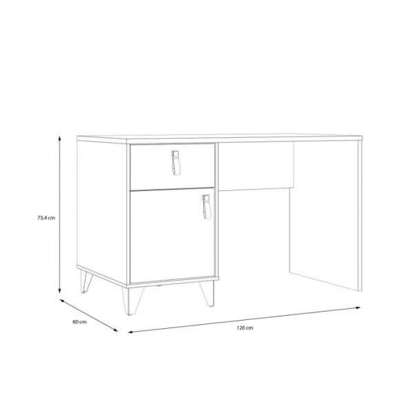 Skrivebord Lya 120 cm - 1 dør - 2 skuff - med treben