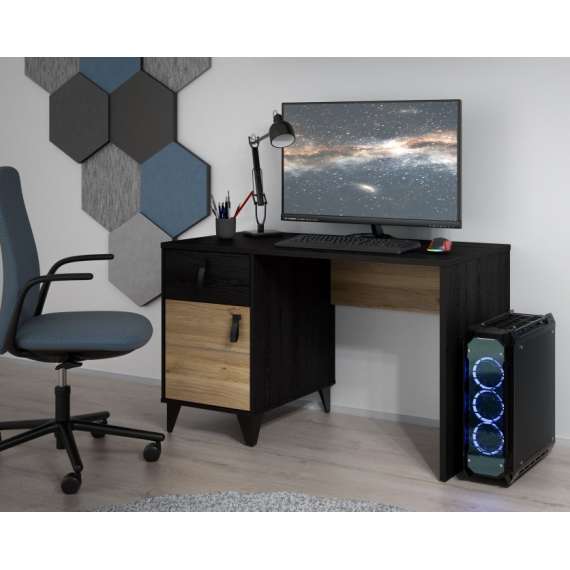 Skrivebord Lya 120 cm - 1 dør - 2 skuff - med treben