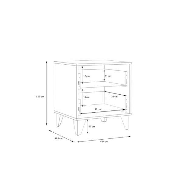 Nattbord Lya 49x54 cm - 2 skuffer - med ben