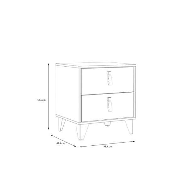 Nattbord Lya 49x54 cm - 2 skuffer - med ben