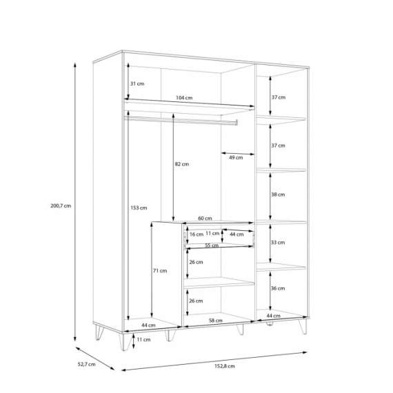 Garderobeskap Lya 153x200 cm - med ben