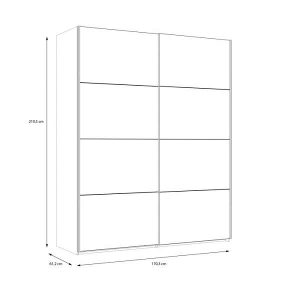 Garderobeskap Lya 170x210 cm - Skyvedører