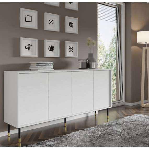 Skjenk SHERWOOD 180x89 - 4 dører- rillet fronter - hvit matt