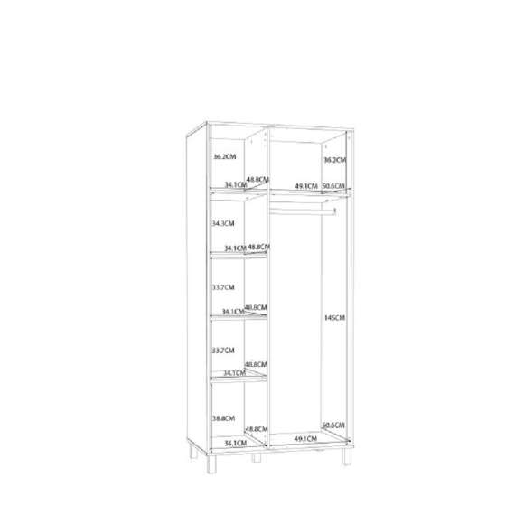 Garderobeskap Killar 88x196 - 2 dører - rillet detaljer