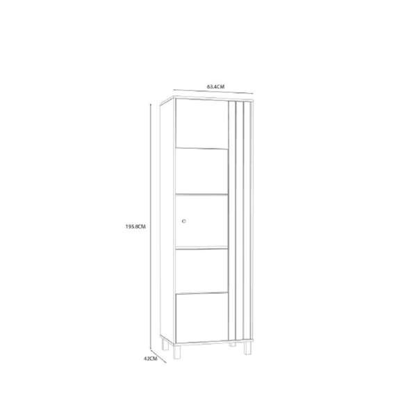 Vitrineskap Killar 63x196 cm - 1 dør - spiler