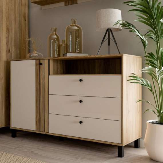 Kommode Killar 138x87 cm - 1 dør 3 skuffer - spiler