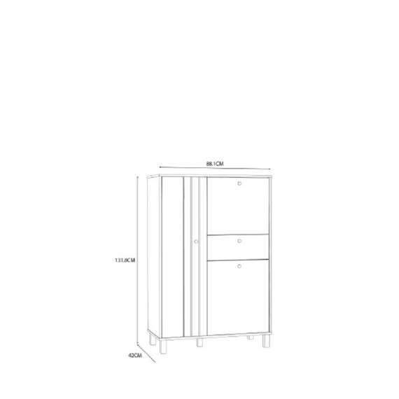 Skap Killar 88x132 - 3 dører 1 skuff - spiler