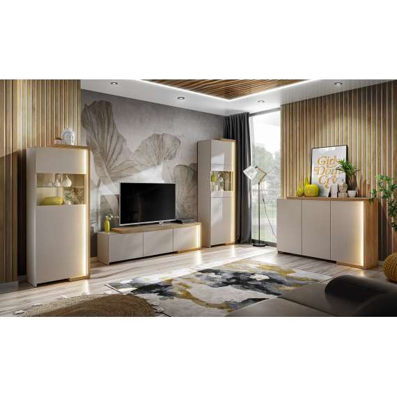 Vitrineskap Dasar 64x163 cm - 1 dør - Led lys