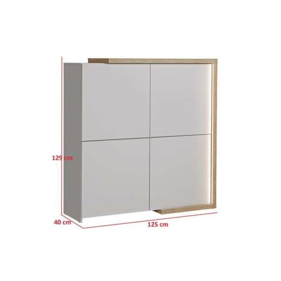 Skjenk Dasar 125x129 cm - 4 dører - Led lys