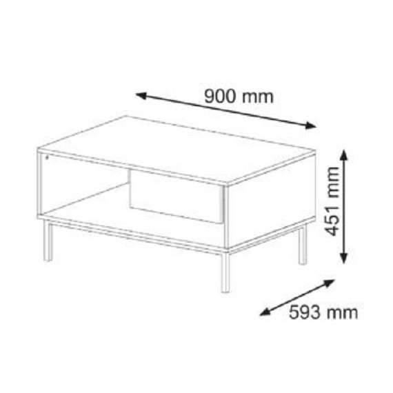Stuebord Ravena 90 cm - spiler - svart / eik artisan