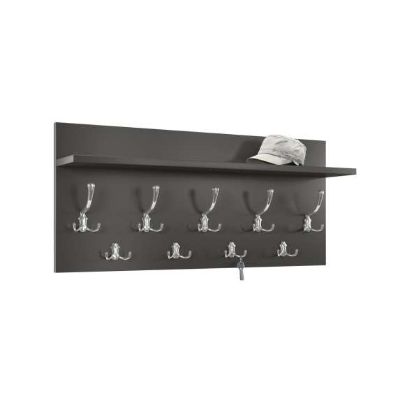 Hattehylle Finla 70 cm - Antrasitt - med knagger