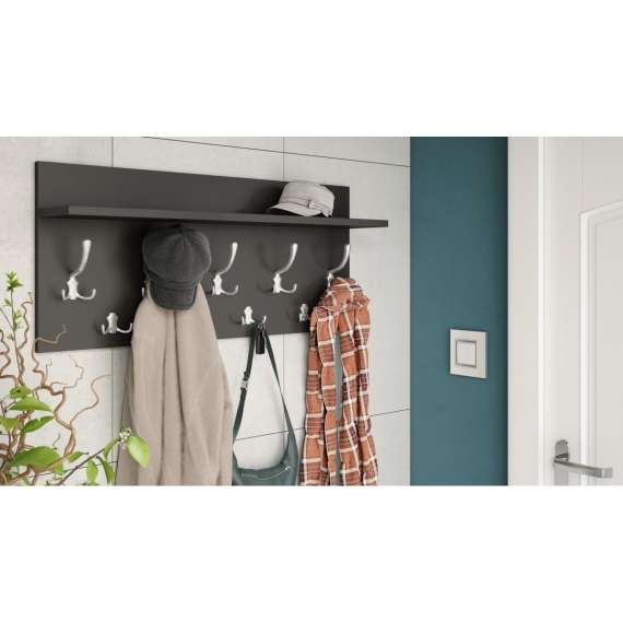 Hattehylle Finla 70 cm - Antrasitt - med knagger