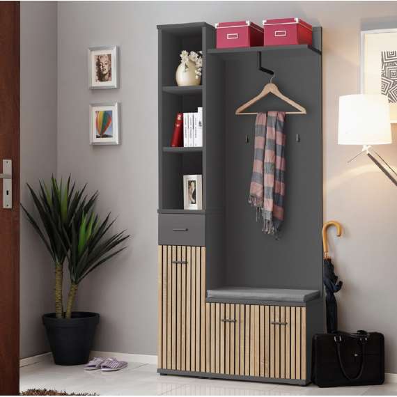 Skobenk Marco  - antrasitt-eik artisan - 60x46 cm