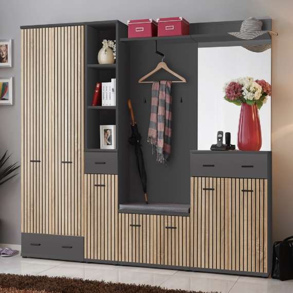 Skobenk Marco  - antrasitt-eik artisan - 60x46 cm