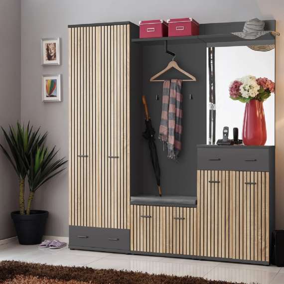 Skoskap Marco  - antrasitt-eik artisan - 60x96 cm