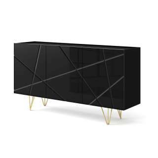 Skjenk Space 160x85 cm - 3 dører - svart høyglans