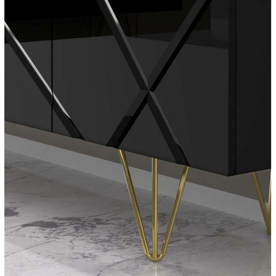 Skjenk Space 160x85 cm - 3 dører - svart høyglans