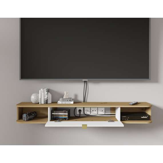 Hengende tv-benk Ica 156 - eik artisan / hvit matt