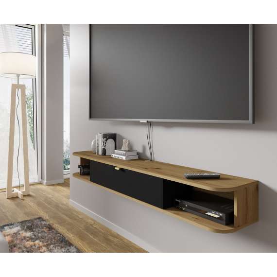 Hengende tv-benk Ica 156 - eik artisan / svart matt