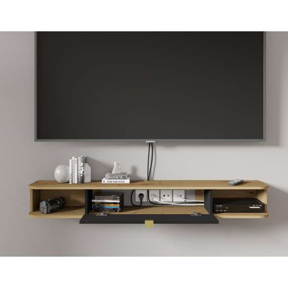 Hengende tv-benk Ica 156 - eik artisan / svart matt