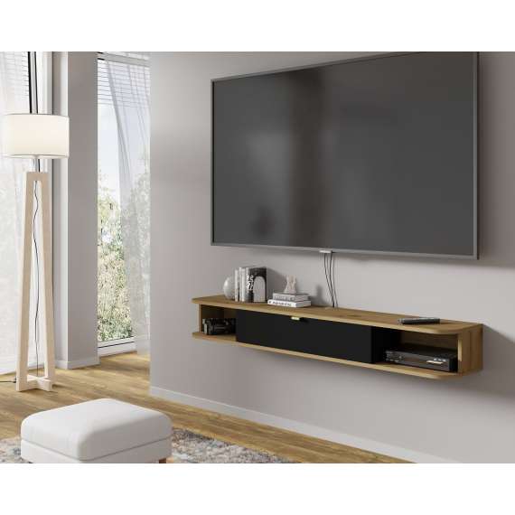 Hengende tv-benk Ica 156 - eik artisan / svart matt