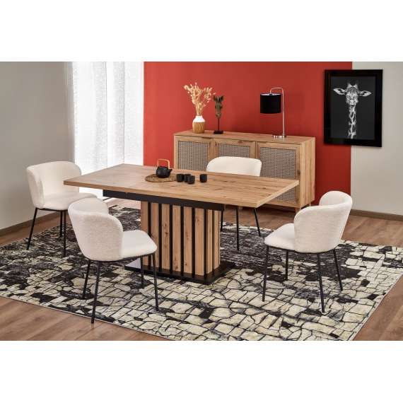 Spisebord Lamello 130-180 cm - eik artisan - svart matt